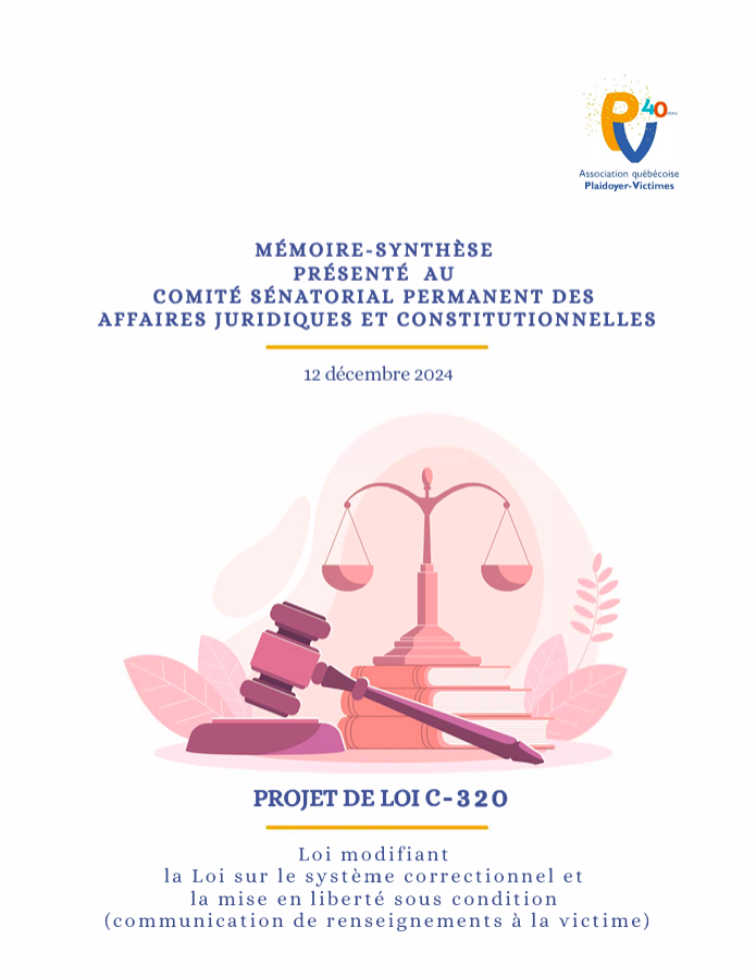 Projet de loi C-320 – Loi modifiant la Loi sur le système correctionnel et la mise en liberté sous condition